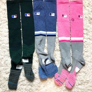 Lot of 3 MLB Stance Sock Blue Green Pink